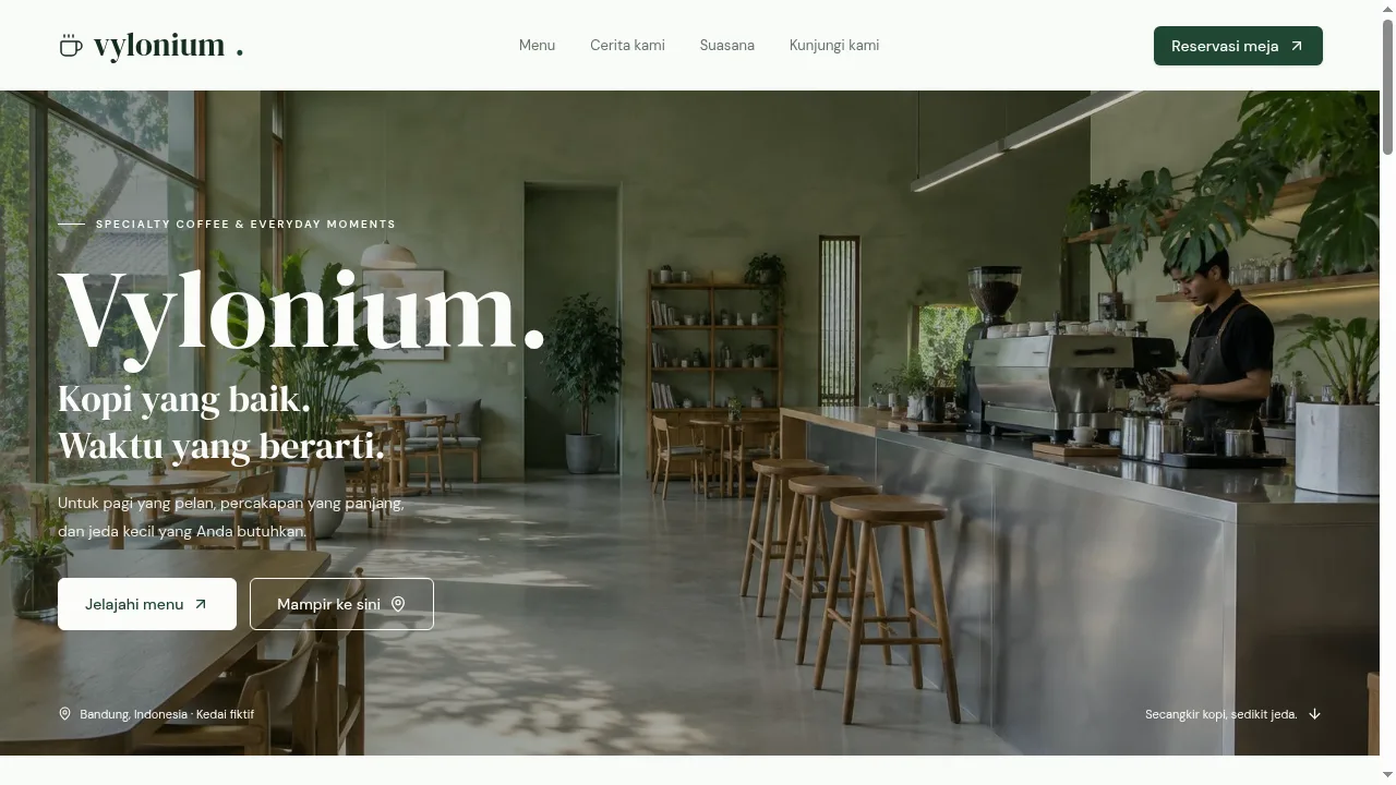 Website kedai kopi Vylonium